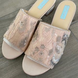 betsey johnson sequins mules